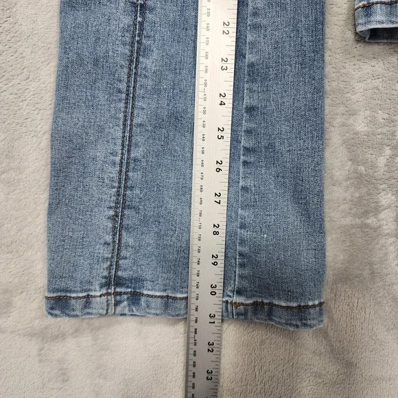 No Boundaries Jeans Womens 0 Juniors Blue Low Rise Flare Leg Cargo Stretch Denim - Picture 10 of 12